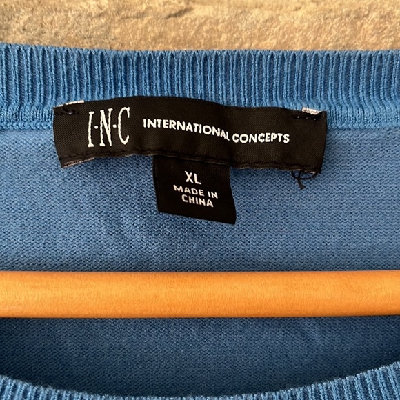 I•N•C International Concepts Pearl Embellished Pullover Sweater, Blue, Size XL - Picture 6 of 16